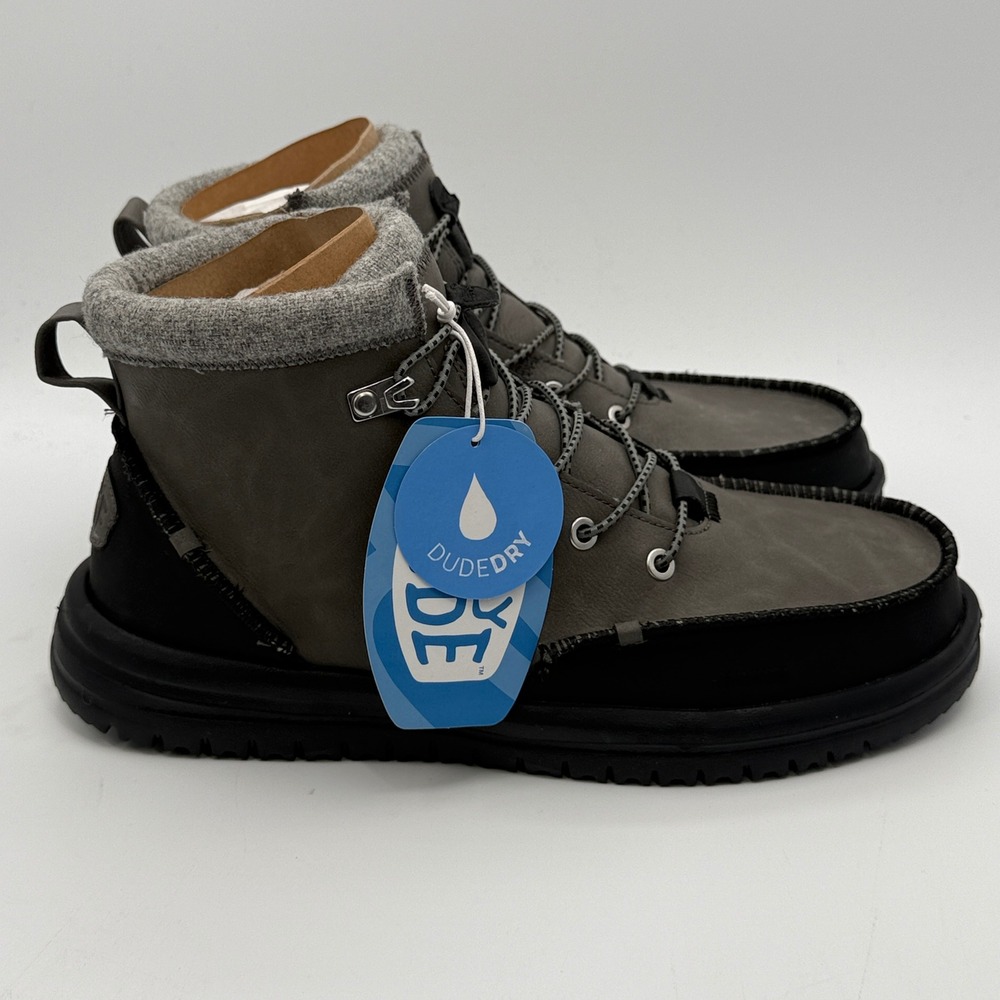 HEYDUDE Bradley Classic Tumbled Shoes Men Size 10 Granite Grey Black 44327-1VT